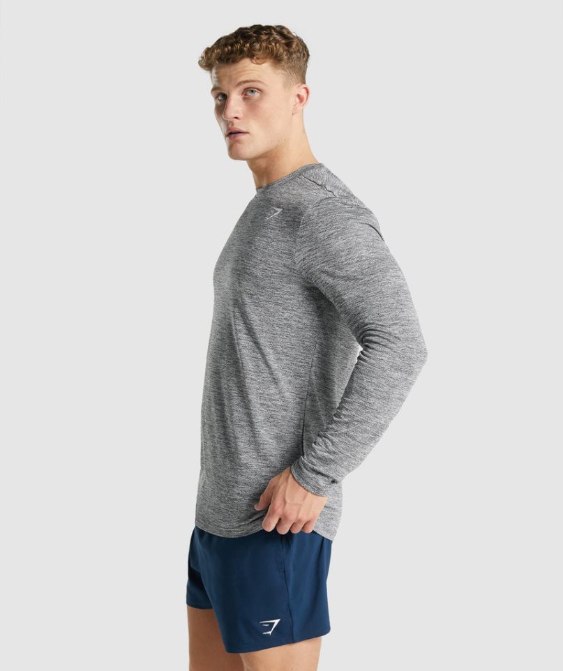 Koszulki Gymshark Arrival Marl Long Sleeve Męskie Szare | PL 853LVE